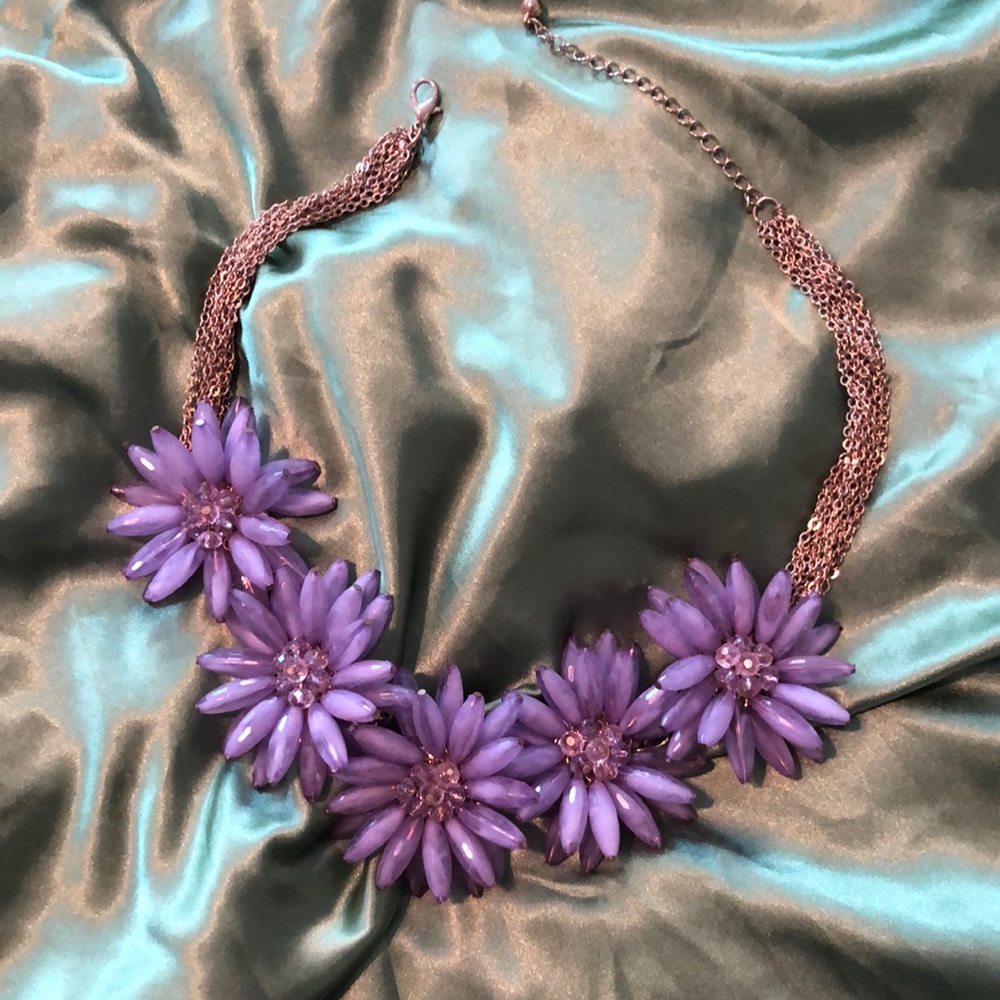 COPY - Purple flower statement necklace